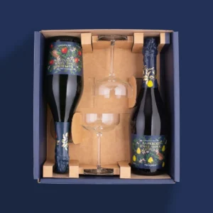 Estuche sidra Champenoise Mix + 2 copas grabadas
